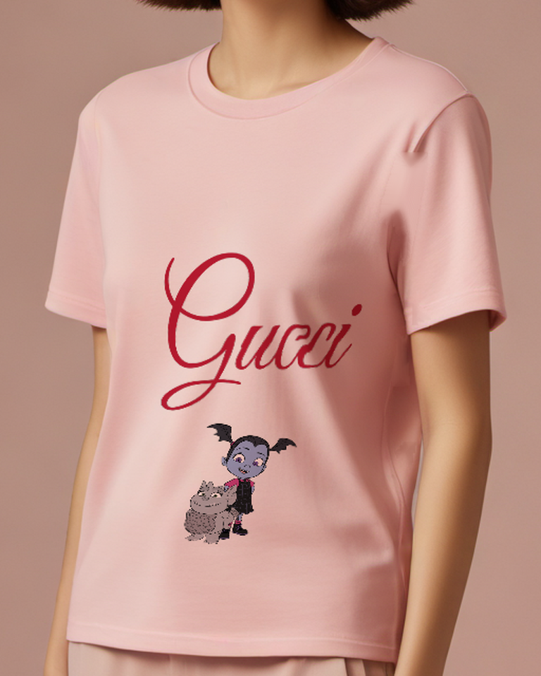 Blush Pink Vampirina Stands Beside Her Dragon Friend Graphic T-Shirt - model wearing view